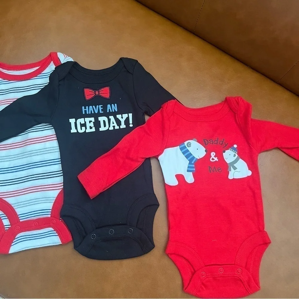 Koala Baby 3 Piece Bodysuit Newborn Infant Daddy and Me Cotton Long Sleeve NWOT